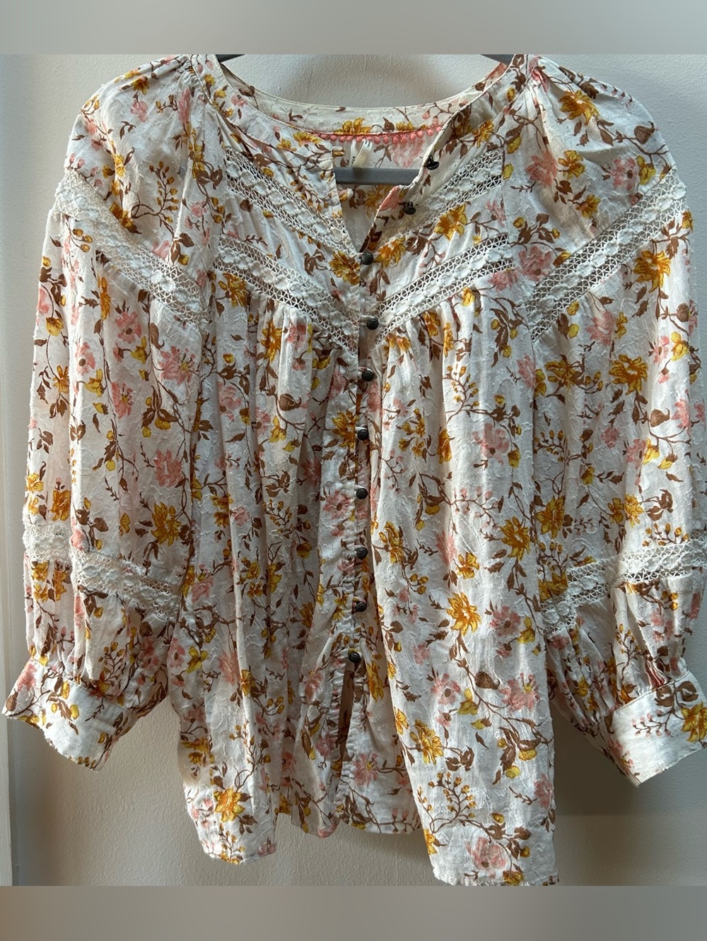 Anthropologie floral cotton top